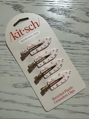 Kitsch Cherry Print Creaseless Clips - 4pc Set
